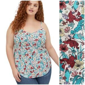 Torrid NWT Disney The Little Mermaid Ava Cami Stretch Challis Sea Life Size 5X